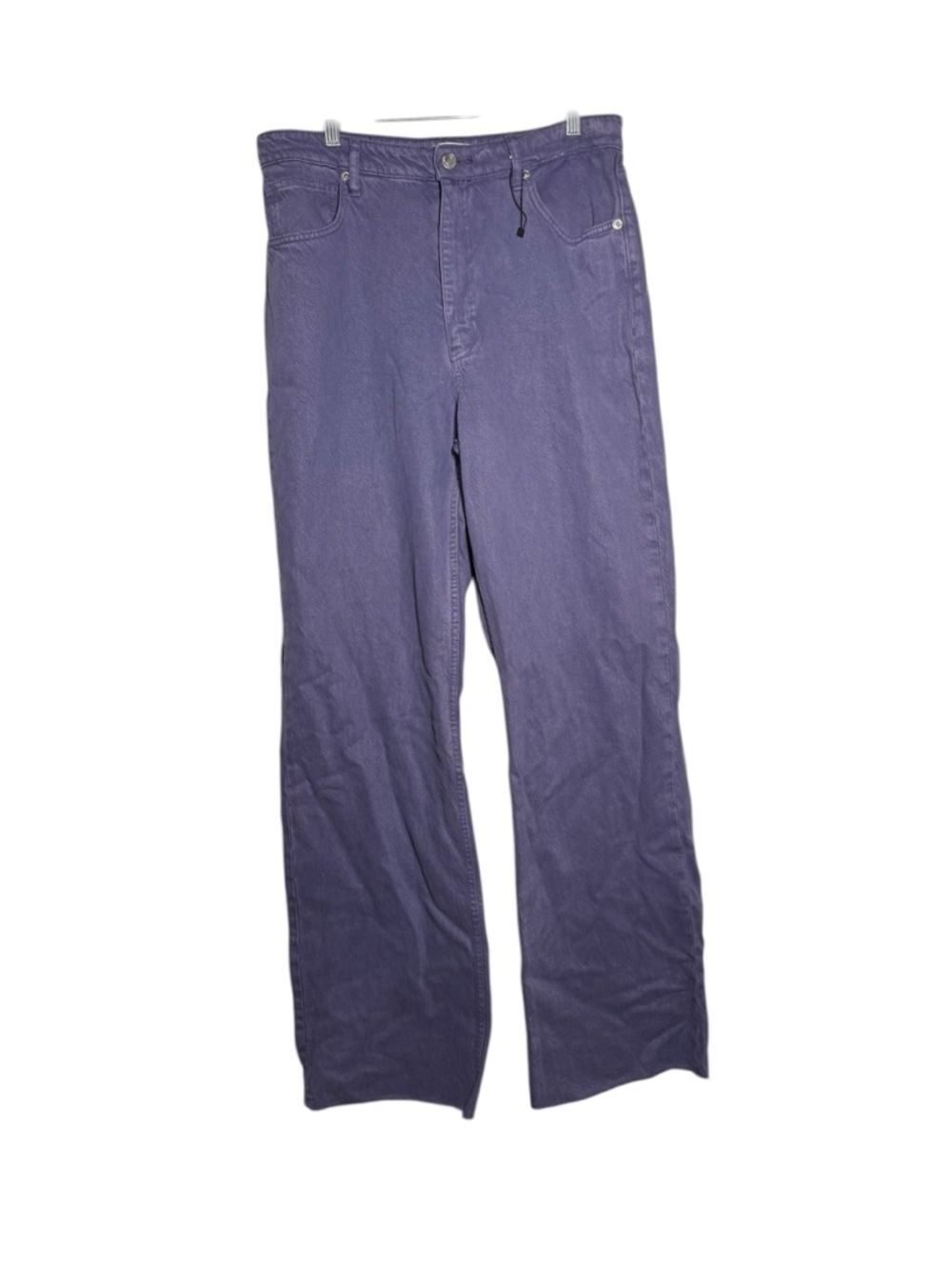 Zara High Rise Wide Leg Purple Jeans Size 14 NWT Denim Full Length Cotton